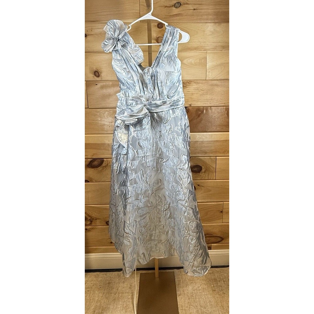 Tahari ASL Sleeveless Midi Dress silver‎ metallic NWT  Size 12  Retail $269